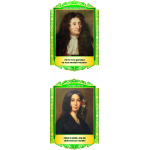 Комплект портретов Знаменитые французские деятели в золотисто-зеленых тонах